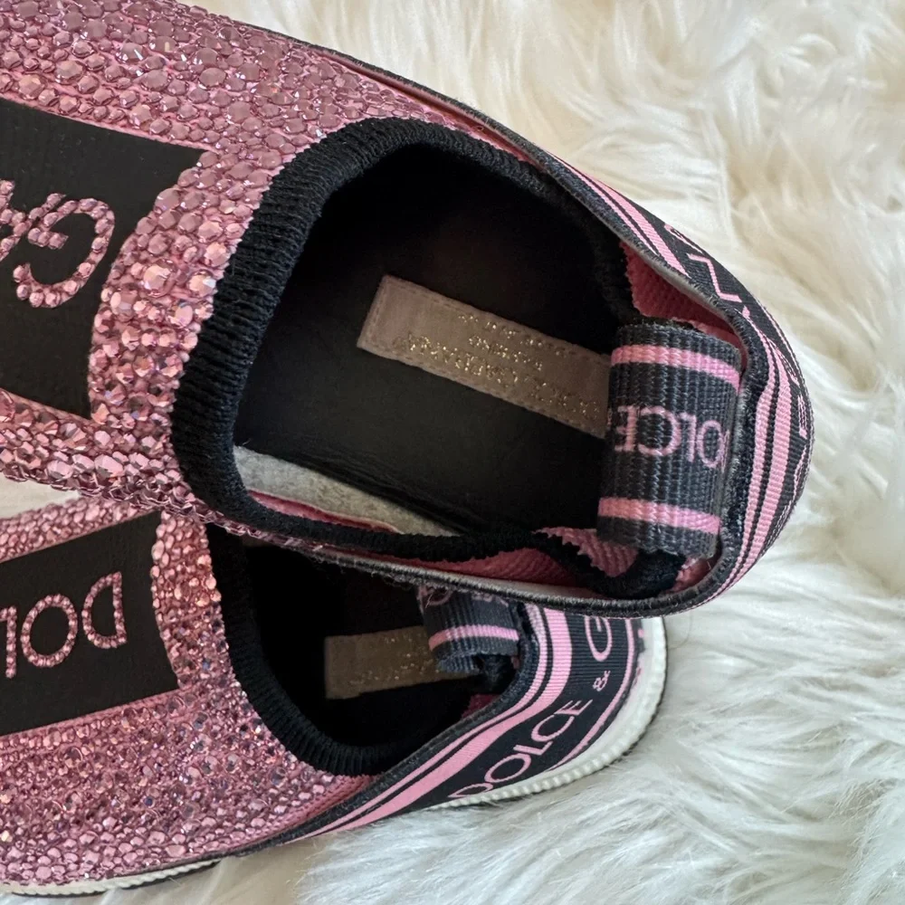 Dolce & Gabbana Kids Pink rhinestone sneakers